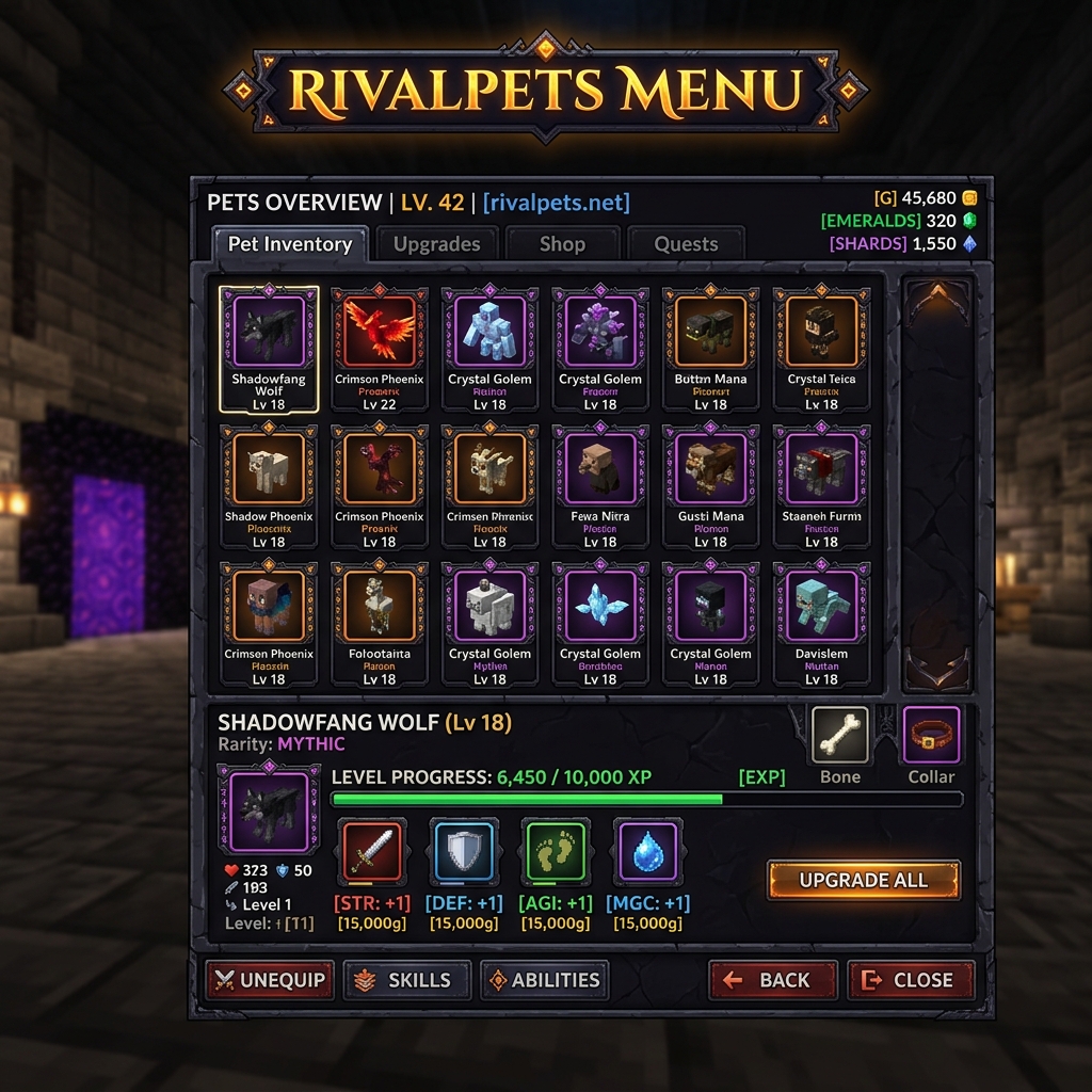 RivalPets GUI Upgrade Menu